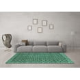 thumbnail image 3 of Ahgly Company Machine Washable Indoor Square Southwestern Turquoise Blue Country Area Rugs, 7' Square, 3 of 4
