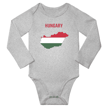 

Hungary Flag Map Baby Long Slevve Rompers Clothes Outfits (Gray 6-12 Months)