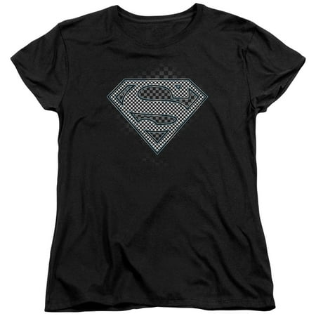 Womens Checkerboard - Superman - Checkerboard - Women's Short Sleeve Shirt - Large