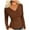 Coffee, variant on UYISJ Women Ribbed Long Sleeve V Neck Pleated Tops Slim Fit Stretchy Basic T Shirts