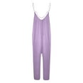 thumbnail image 4 of Iaqnaocc Jumpsuits For Women Plus Size Boho Summer Sleeveless Jumpsuits Rompers Casual Spaghetti Strap Overalls Jumpsuits Fashion Overalls Light Purple XL, 4 of 6