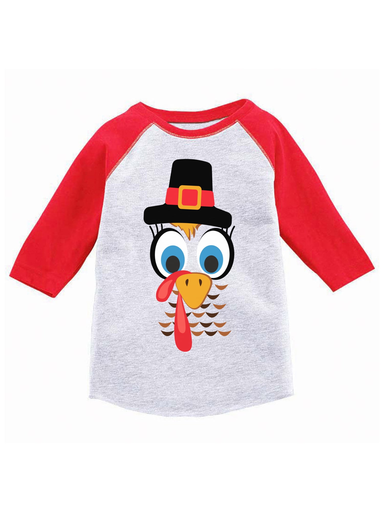 Thanksgiving T-Shirt for Girls Boys Turkey Toddler Raglan Shirt Pocket Print