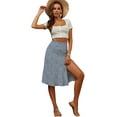 thumbnail image 4 of Jupe Midi Évasée à Fente Latérale Imprimée Bohème Taille Haute Décontractée pour Femme, 4 of 6