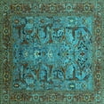 thumbnail image 1 of Ahgly Company Machine Washable Indoor Square Oriental Turquoise Blue Traditional Area Rugs, 3' Square, 1 of 4