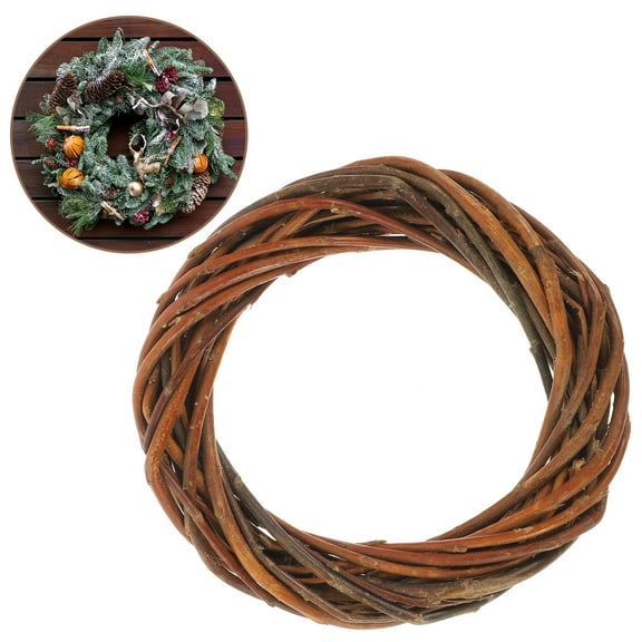 GOOHOCHY Handmade Brown Wicker Wreath 12x12x2cm Decorative Craft Garland for Home Wall Door Decoration