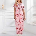 thumbnail image 2 of GDREDA Pyjama Léger pour Femmes Imprimé Nœud pour la Saint-Valentin Ensemble Pantalon avec Poche à Boutons Style Mignon pyjamas Rouge,L, 2 of 6