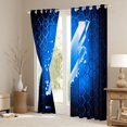 thumbnail image 3 of jejeloiu 3D Cartoon Lightning Curtains Pack of 2 (42x84 Each),Blue Honeycomb Hexagon Curtains Blackout For Boy Teens, 3 of 6