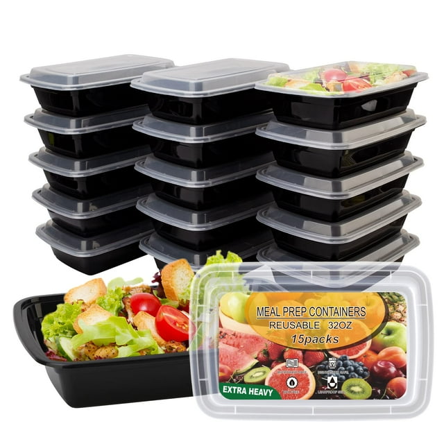 Envases Ezalia para preparación de comidas, 15 unidades, 950 ml, reutilizables, sin BPA