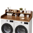 thumbnail image 1 of 54" Washer Dryer Countertop with 2-Tier Shelf & 2 Drawers, Wooden Laundry Countertop with Non-Slip Pad and Guard Rails Washer and Dryer Topper for Laundry Room Organization and Storage, 1 of 8