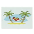 thumbnail image 1 of Beach Cutting Board, Funny Illustration Parrot Lying down in Hammock Between Palm Tree Shade in Tropics, Decorative Tempered Glass Cutting and Serving Board, Large Size, Multicolor, by Ambesonne, 1 of 1