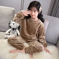 thumbnail image 2 of UAYOTSE Toddler Boys Girls Fleece Pajama Set Winter Warm Plush Tops+Pants Outfits Sleepwear 2 Piece Cute Baby Girl Clothes,Coffee 6-7 Years, 2 of 4