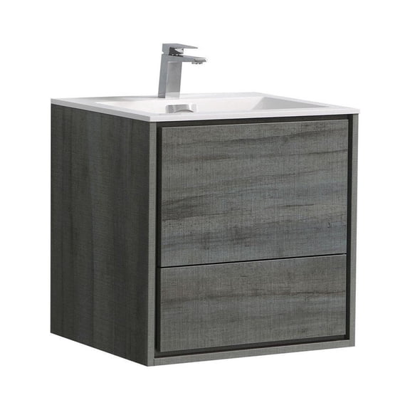 KubeBath DeLusso 24" Ocean Gray Wall Mount Modern Bathroom Vanity