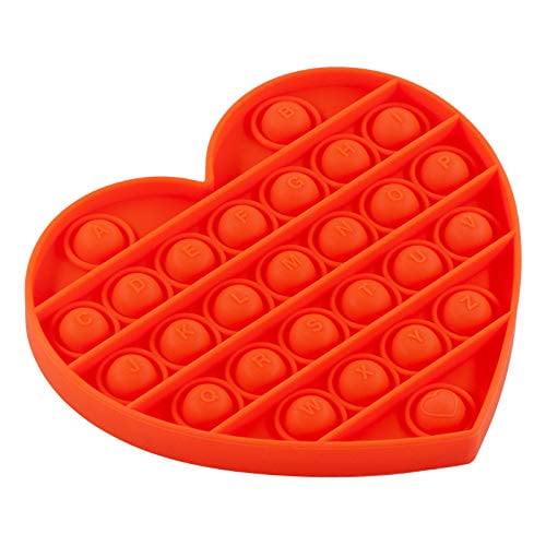 Orange Heart Push Bubble Pop up Fidget Sensory Stress Anxiety Relief Calming Toy 