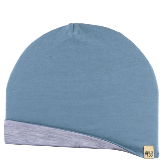 Woolverino - Microweight Merino Wool Reversible Shade Beanie - Slate Blue / Ash Gray