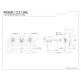 thumbnail image 5 of Kingston Brass KS3023KL Whitaker Two-Handle Wall Mount Roman Tub Faucet, Antique Brass, 5 of 7