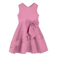 thumbnail image 3 of Haitryli Kids Girls Satin Sleeveless Princess Dress Bowknot Wedding Party Evening Dress Pink 14, 3 of 5
