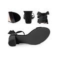thumbnail image 3 of BLISSFUL STEP Velvet Open Toe Ankle Tie Block Heels Sandals for Women Black (Size 6), 3 of 6