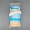 thumbnail image 2 of Ocean Duvet Cover Set, Dreamy Hot Tropical Sea Coast with Soft Waves and Sunny Sky Landscape Nature Life, Bedding Set with Shams and Fitted Sheet, 3 Sizes, by Ambesonne, 2 of 3