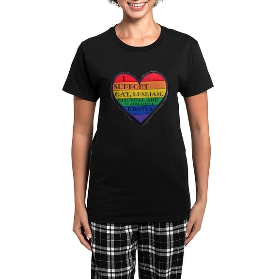 CafePress - Isupportgayrights Women's Dark Pajamas - Women's Short Sleeve Print T-Shirt and Pants Dark Cotton Pajama Set