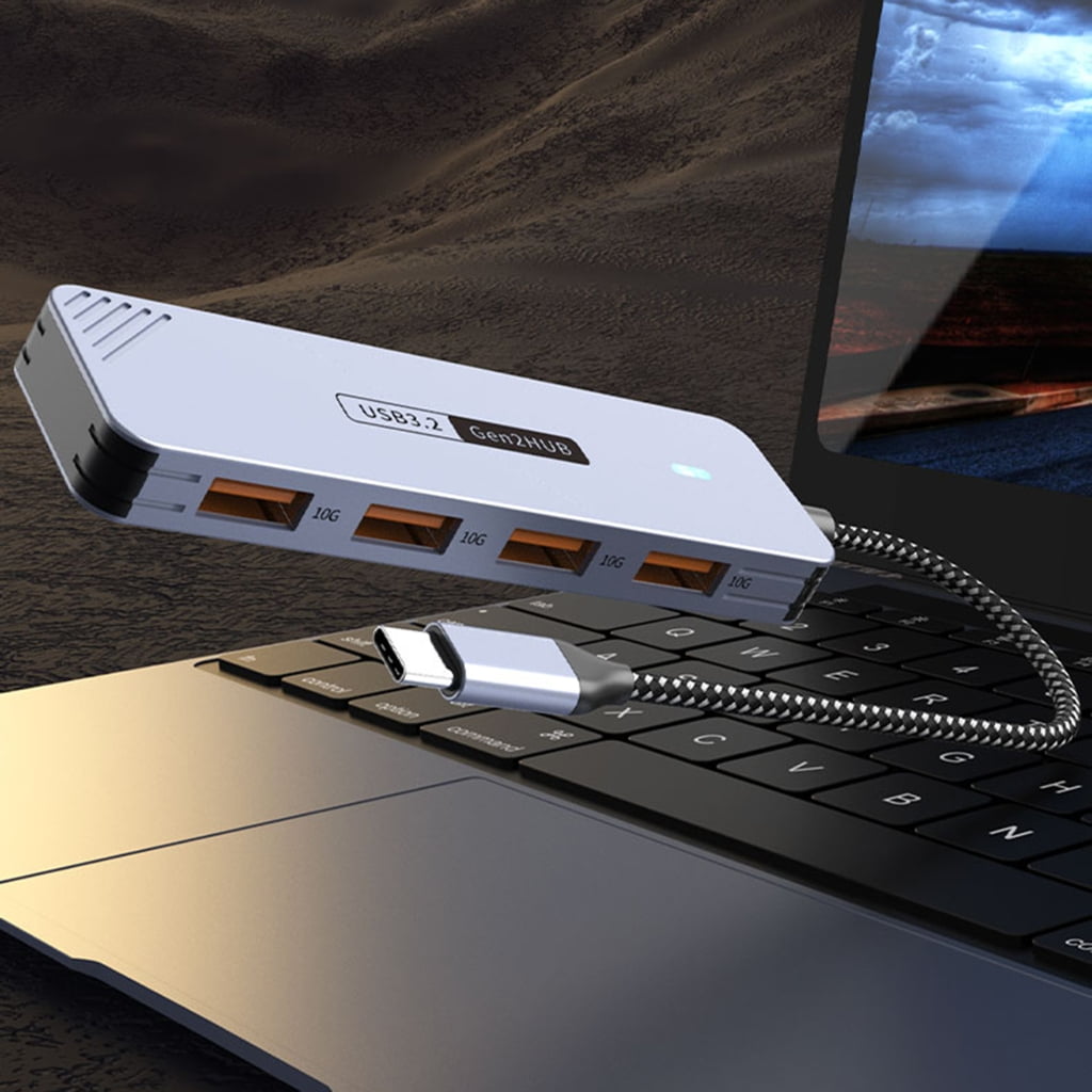 Gieenan 4Port USB C Hubs Aluminum USB3.2 Expander 10Gbps Data Transfer Adapter for Laptop Desktop PC Mobile Phones Devices