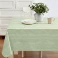 thumbnail image 2 of Sage Green Moire Wavy Solid 52 x 52 inch Square Vinyl Dining Tablecloth with Flannel Backing, 2 of 4