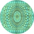 thumbnail image 1 of Ahgly Company Indoor Round Persian Turquoise Blue Traditional Area Rugs, 7' Round, 1 of 4