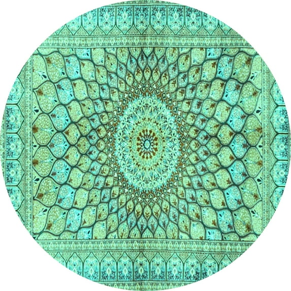 Ahgly Company Indoor Round Persian Turquoise Blue Traditional Area Rugs, 7' Round