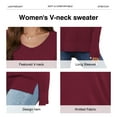 thumbnail image 5 of Uvplove V Neck Sweaters for Women Lightweight Knit Pullover Sweater,US Size S-2XL In Wine Red, 5 of 12