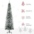 thumbnail image 5 of Demi Bonn 7.5' Tall Unlit Snow-Flocked Slim Artificial Christmas Tree with Realistic Branches and 738 Tips for Home, Office, Green, 5 of 7