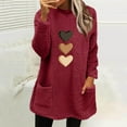 thumbnail image 2 of hotojiny Women's Sherpa Lined Sweatshirts Winter Thermal Casual Crewneck Fleece Pullover Cute Heart Warm Thick Tops with Pockets, 2 of 3