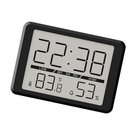 Compact Indoor LCD Digital Alarm Clock Showing Time Date Temperature Humidity