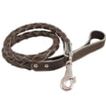 thumbnail image 2 of 4-thong Round Fully Braided Genuine Leather Dog Leash 43" Long 1" Wide Cane Corso Mastiff Great Dane, 2 of 3