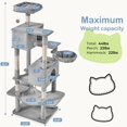 thumbnail image 5 of Spaco 66-Inch Cat Tree, 3 Perches & 2 Condos, Plush Cover, Reinforced Base for Multi-Cat Household, Gray, 5 of 7