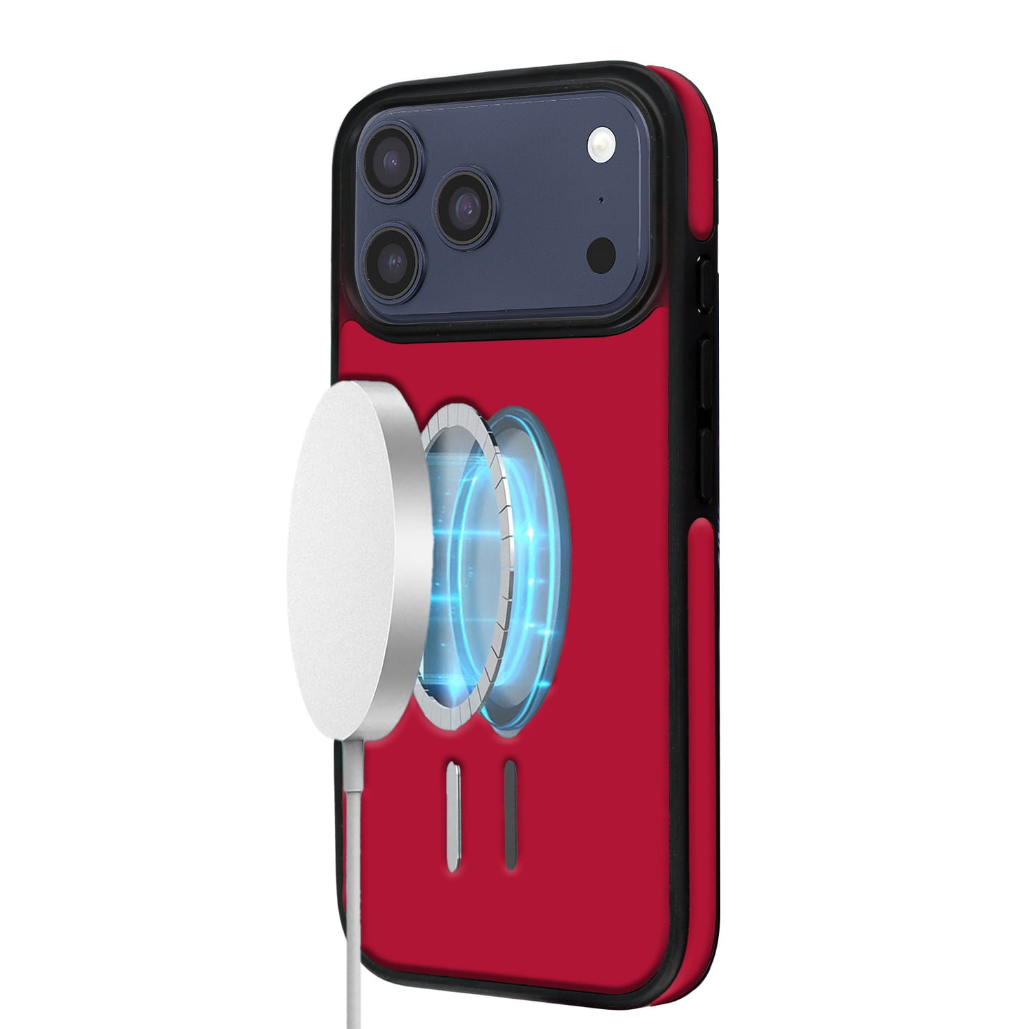 Elegant Leather Design Wireless Charging Case for iPhone 17 Pro Max - Red