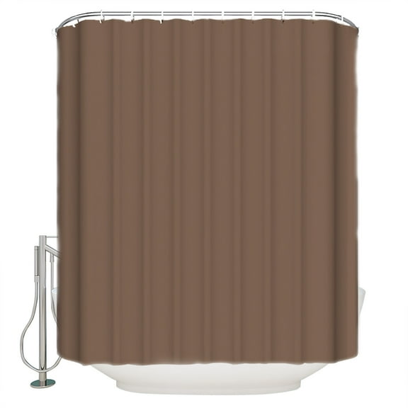 Solid Color Shower Curtain, 66" x 72", Brown Waterproof Bathroom Curtain Washable Shower Curtain Set with 12 Hooks