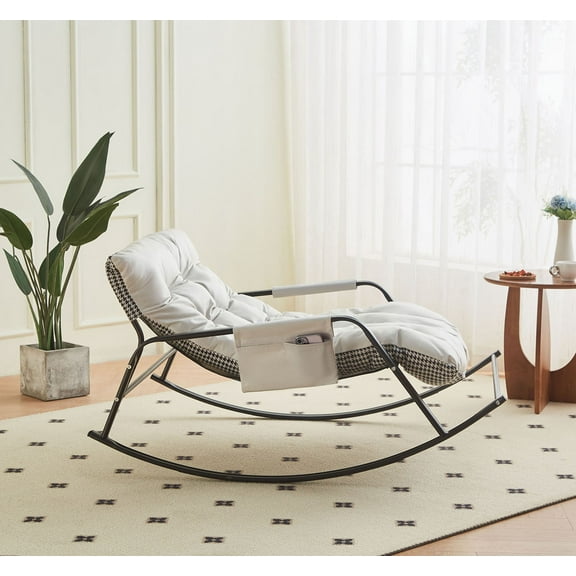 Extra-Wide Leather Upholstered Rocking Chair in Modern Design 50 Inch Accent Chair for Living Room and Nursery