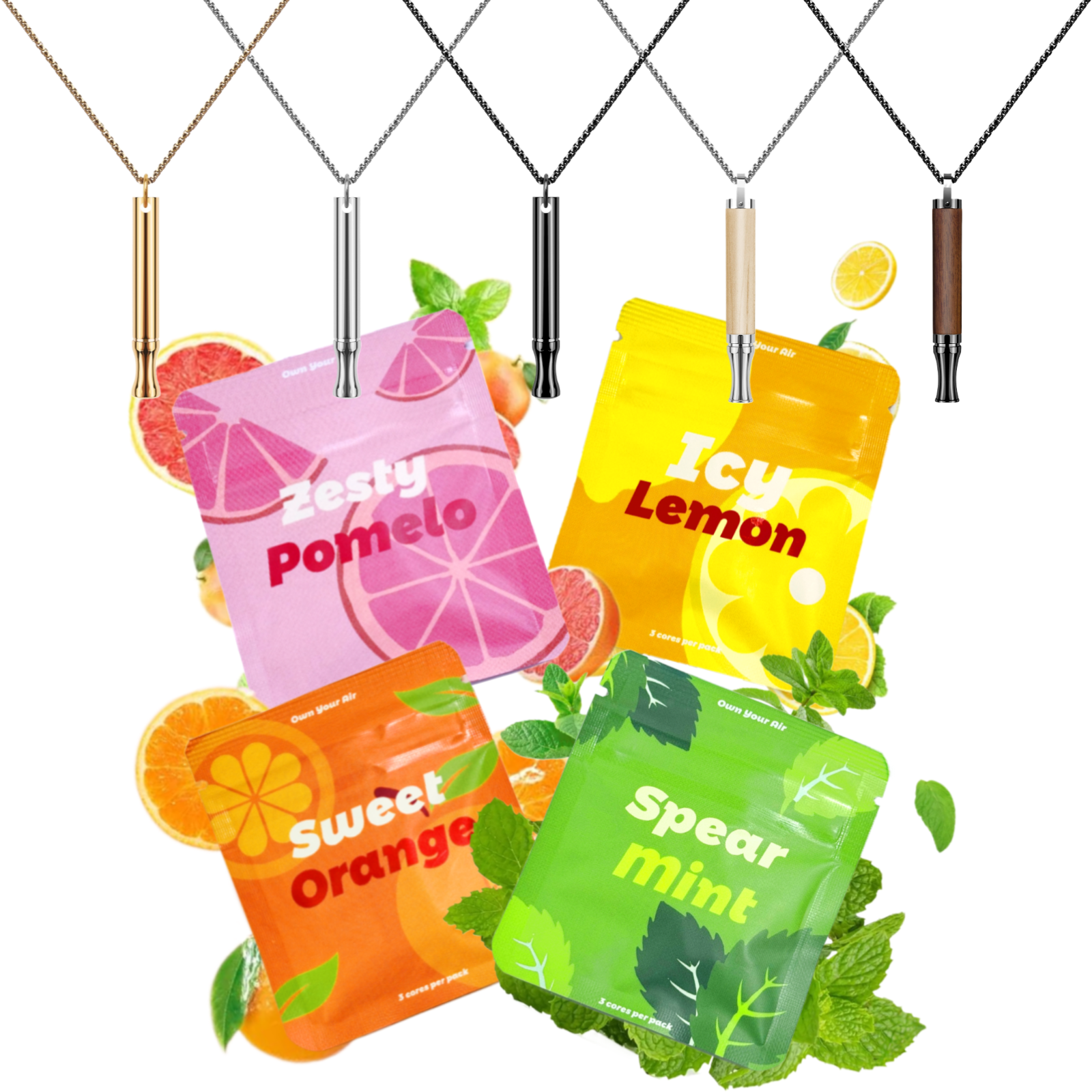 12pcs Refillable Cores in 4 Flavours for Breathing Necklace to Replace Bad Habit, Habit Support Necklace for Stress Relief, Refreshing Inhaler Sensory Fidget Necklace for Adults