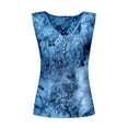 thumbnail image 4 of Wang6 Womens Plus Size Tank Tops Summer Ribbed Button up Sleeveless Shirts Causal Slim Fit Floral Printed Tunic T Shirts Tees Blue1 XL, 4 of 5