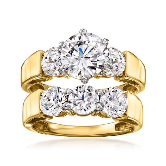 Ross-Simons 4.00 ct. t.w. CZ Jewelry Set: 2 Rings in 18kt Gold Over Sterling, Women's, Adult