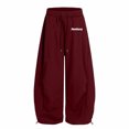 thumbnail image 4 of TGPMGRZ Girls Sweatpants Wide Leg Sweatpants Kids Elastic High Waist Baggy Sweat Pants With Pockets for 4-15Y #02 Red 12-13 Years, 4 of 5