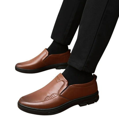 Mepaouo Men s Casual Loafers Leather Retro Classic Oxford Shoes Business Formal Dress Shoes