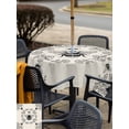 thumbnail image 6 of Square Outdoor Tablecloth with Umbrella Hole Vintage Bees Crowns Outside Table Cloth Waterproof Patio Table Cover Rustic Leaves Rings Burlap Zipper Tablecloths for Picnic Party Camping 60x60 Inch, 6 of 8