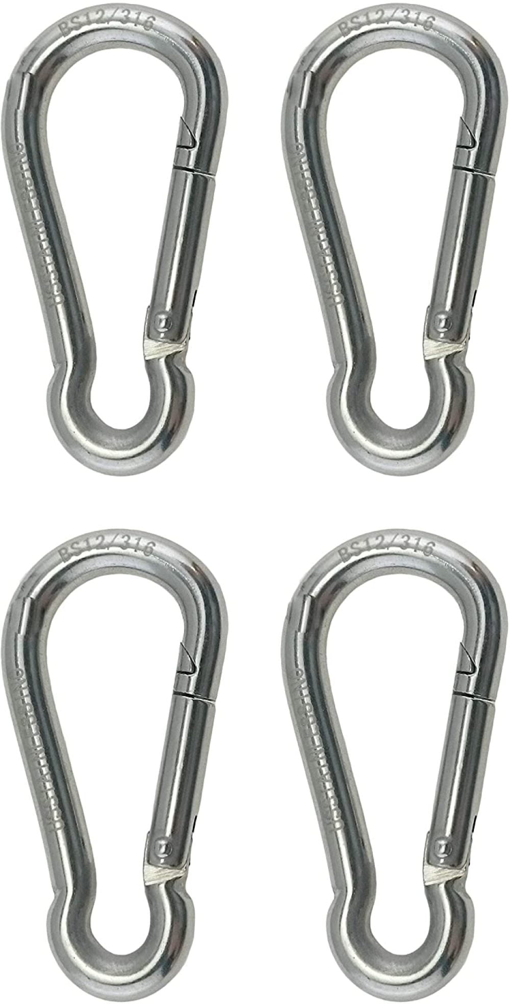 10mm 4 Pieces Stainless Steel 316 Spring Hook with Eyelet Carabiner 3/8 Marine Grade 