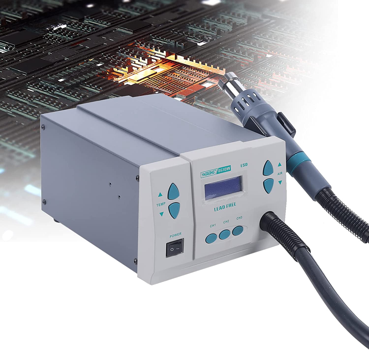 CNCEST 1000W 861DW Digital Heat Gun Air Rework Station Soldering Heat Gun 110V