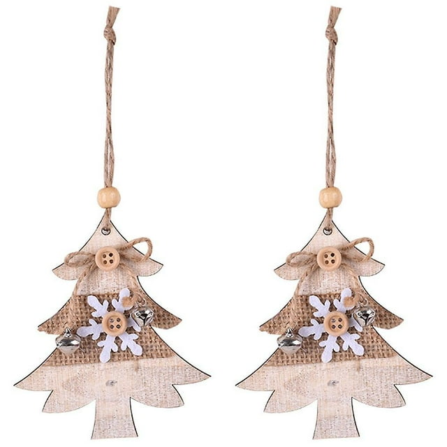 2 piezas de colgante de madera de Navidad, árbol de Navidad, decoración colgante pequeña (árbol de Navidad)