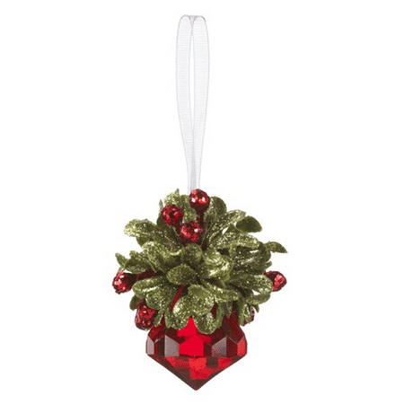 Teeny Mistletoe Red Colored Krystal Ornament - By (Best Ornaments For Multi Colored Lights)
