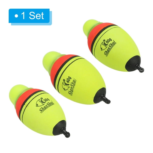 1oz 1.4oz 1.8oz Lighted Fishing Slip Bobbers EVA Green Red LED Light Up  Fishing Float, Yellow, 3 Pack 