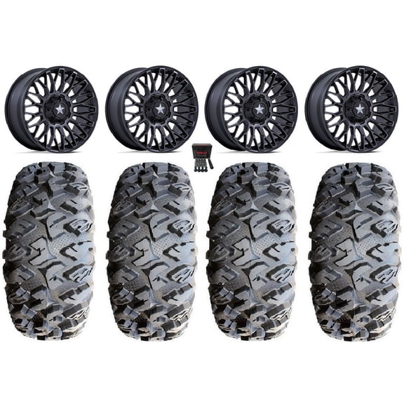 MSA Clubber 14" Wheels Black DDT 32" MotoClaw Tires Can-Am Maverick X3 / Honda Pioneer 1000 / Talon