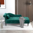 thumbnail image 2 of Holaki 60.6" Velvet Chaise Lounge Buttons Tufted Nailhead Trimmed Solid Wood Legs with 1 Pillow,Green, 2 of 7