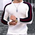 thumbnail image 3 of Camiseta de cuello redondo con contraste de color, camisa informal de punto con base holgada para hombre, camiseta de moda para hombre joven, 3 of 6